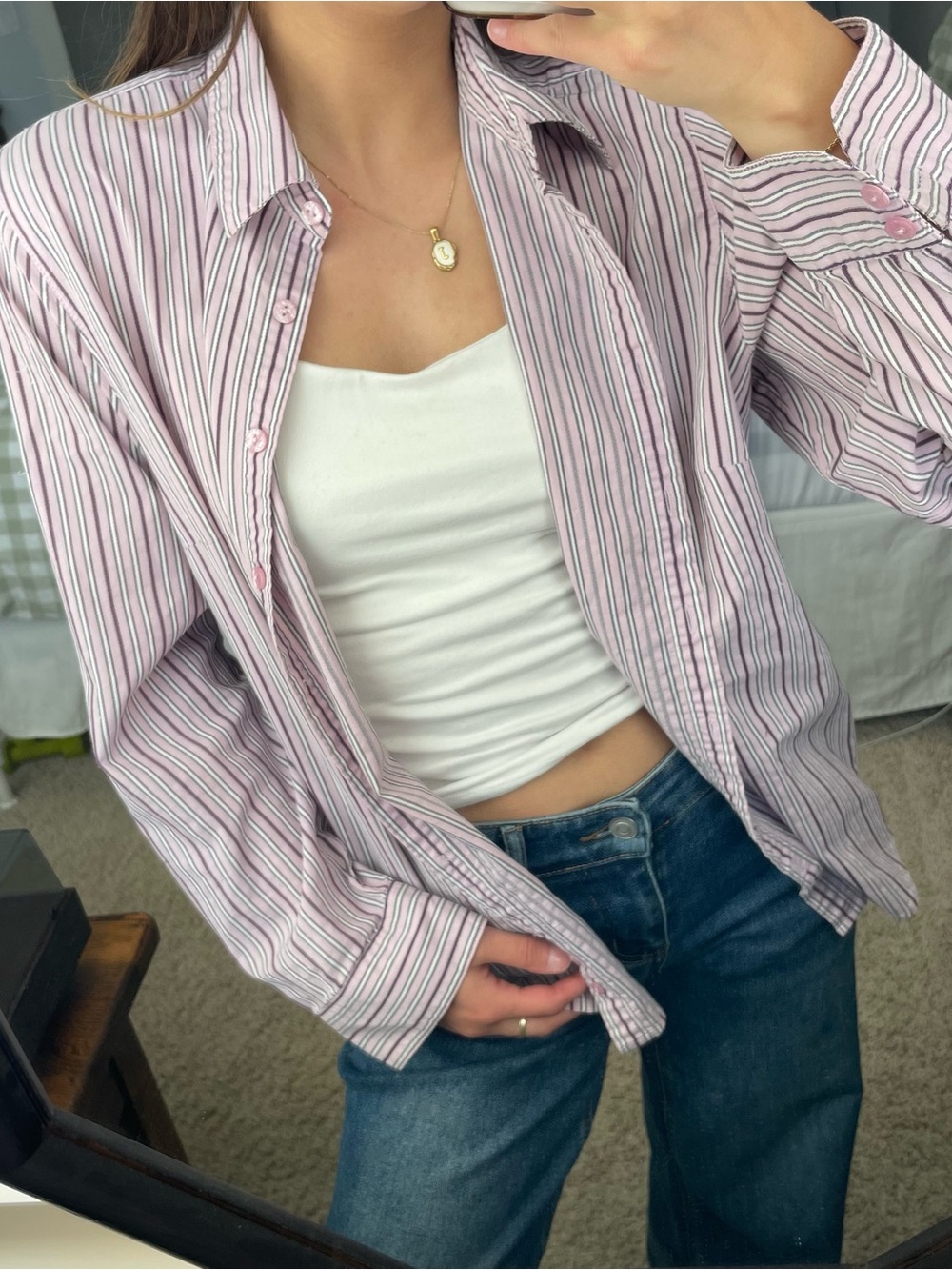 Vintage Purple Pinstrip Button Down Shirt